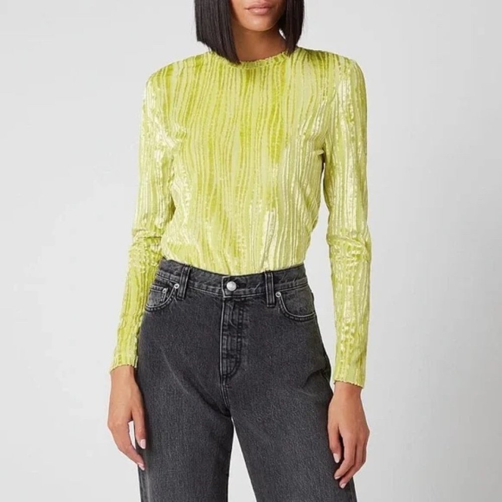 *NWOT* Stine Goya chartreuse velvet long sleeve top sz Small